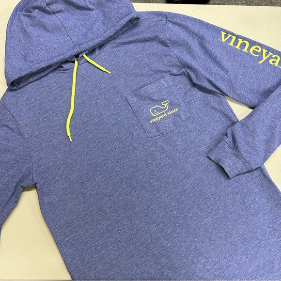 Vineyard Vines Tops - Vineyard Vines Hoodie Pullover Blue Neon Yellow Long Sleeve Shirt Womens Size XS